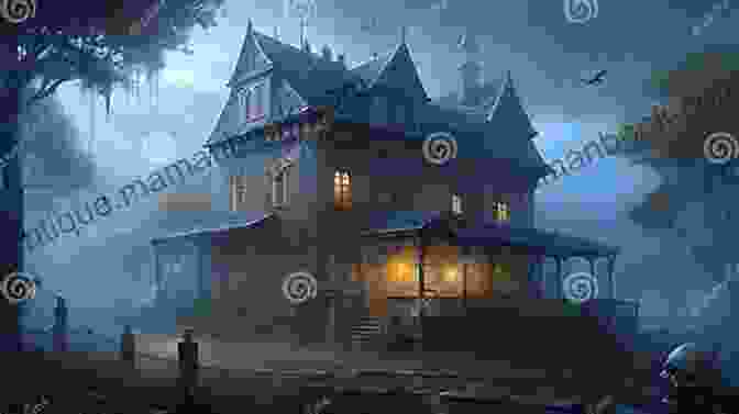 A Mysterious Old Mansion Shrouded In Mist, With A Man Standing In The Foreground Holding A Candle. On The Other Side (Valdemar)