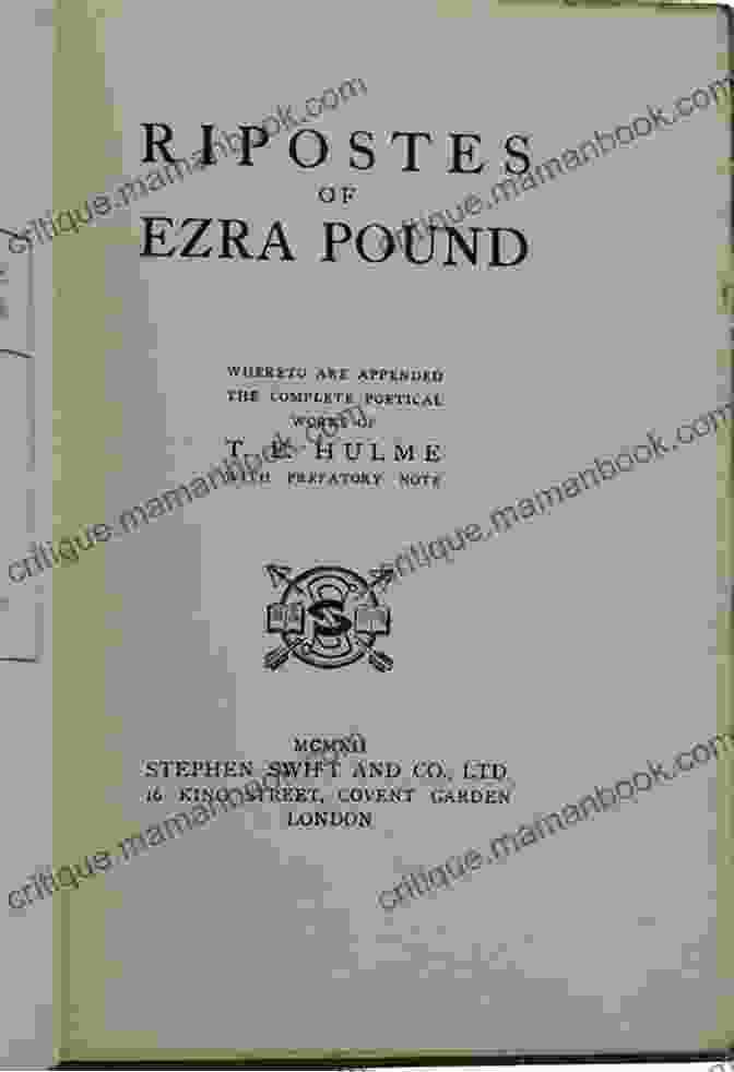 Cover Of Ezra Pound's 'Ripostes,' Published In 1912 Ripostes Ezra Pound