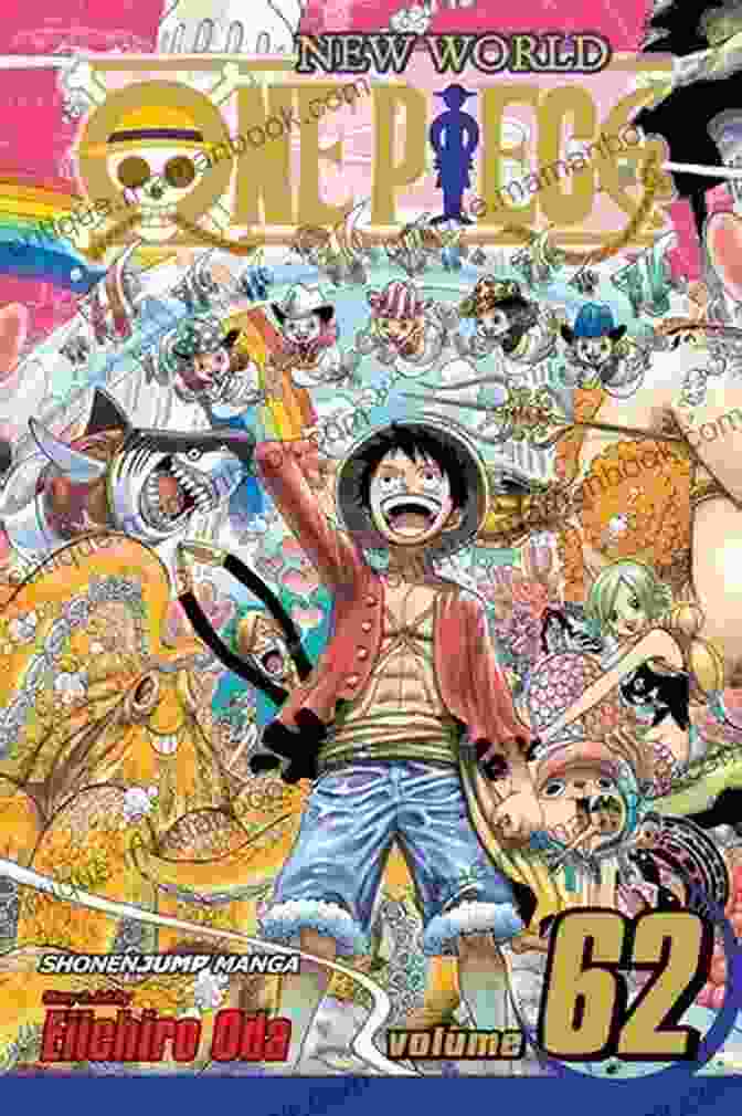 One Piece Graphic Novel Adventure On Fish Man Island Cover, Depicting Luffy And Friends Swimming With Sea Creatures And Fish Man Characters. One Piece Vol 62: Adventure On Fish Man Island (One Piece Graphic Novel)